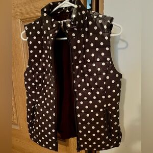 LOFT Chocolate Polka Dot Puffer Vest